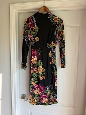 Clover and sloane Floral Print Black Long Sleeve high neck Dress